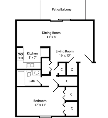 One Bedroom - 675 Square Feet