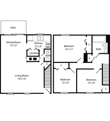 Three Bedroom Townhome - 1104 Square Feet